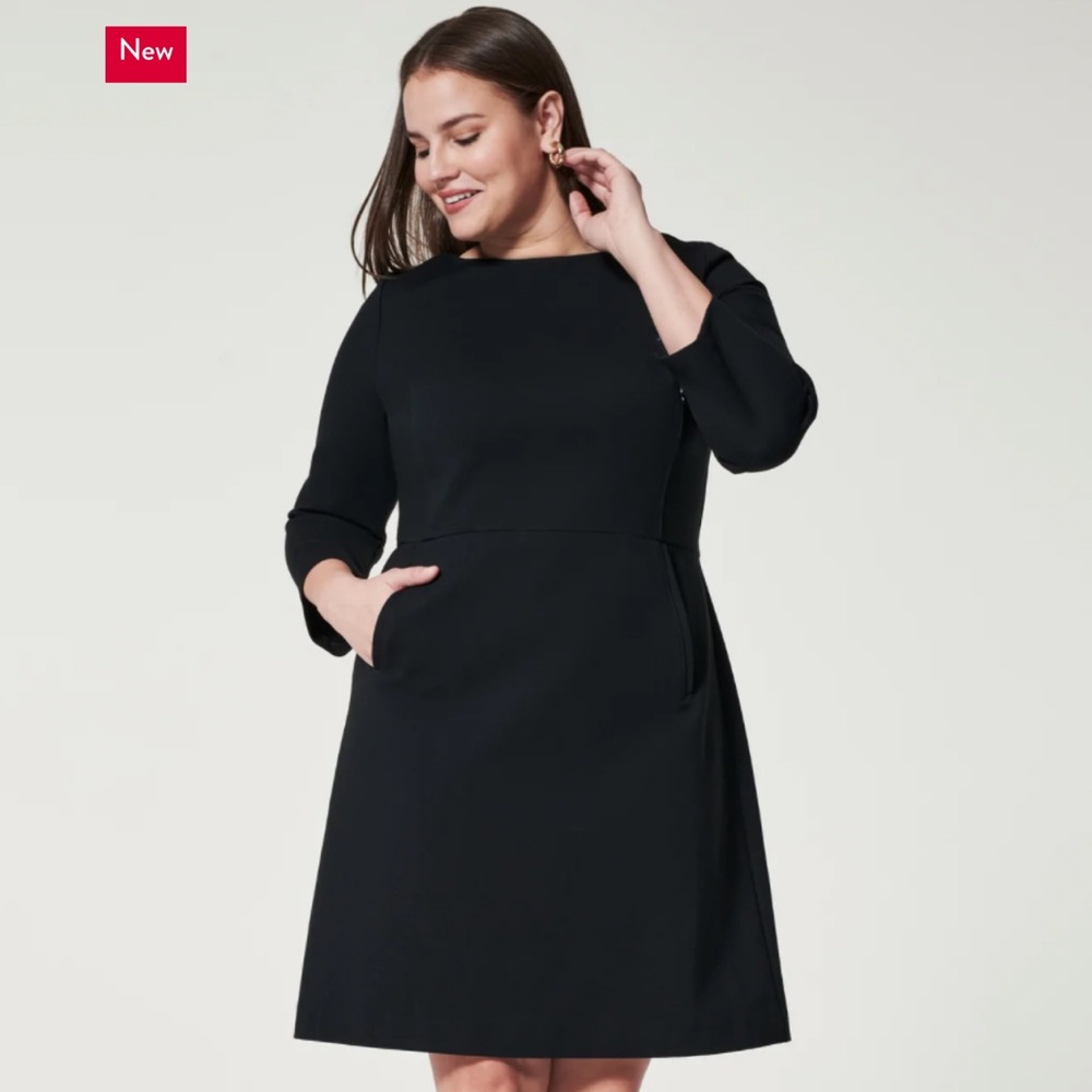 NWT Spanx The Perfect Shift A-Line 3/4 Sleeve Dress Classic Black XL Women’s
